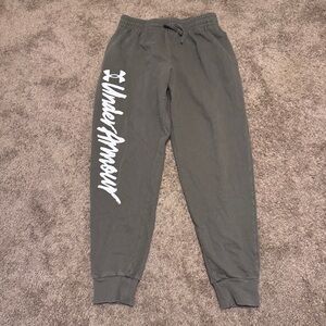 Under Armour Jogger Sweatpants Mens Large Green Tapered Leg Elastic Waist Logo
